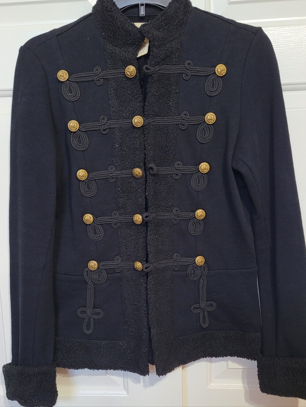 Ralph Lauren Denim Black Military-Inspired Women's Jacket with Gold Buttons